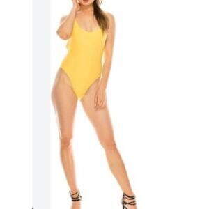 KENDALL KYLIE ESF10018 Women One Piece Low Back Swimsuit XS Yellow A000010
